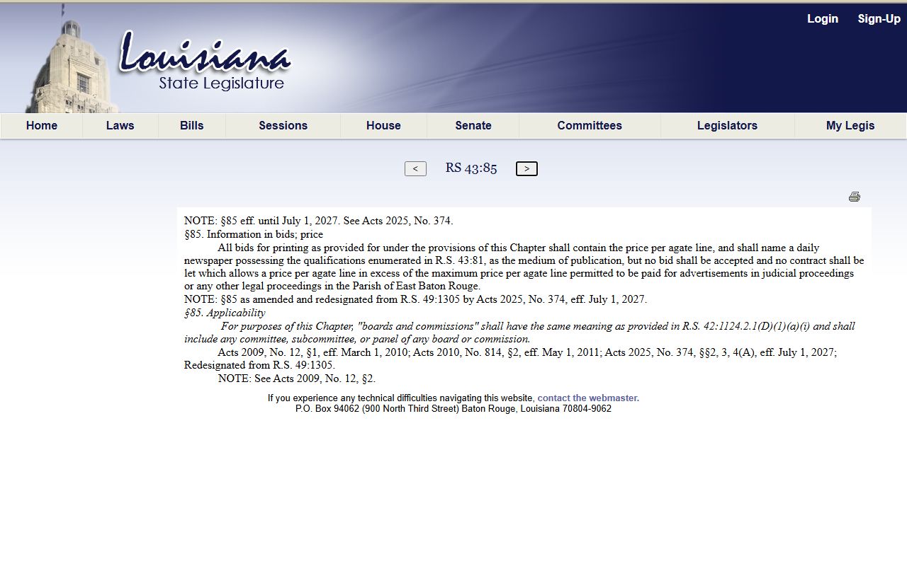 Bienville Parish court records Louisiana statute page