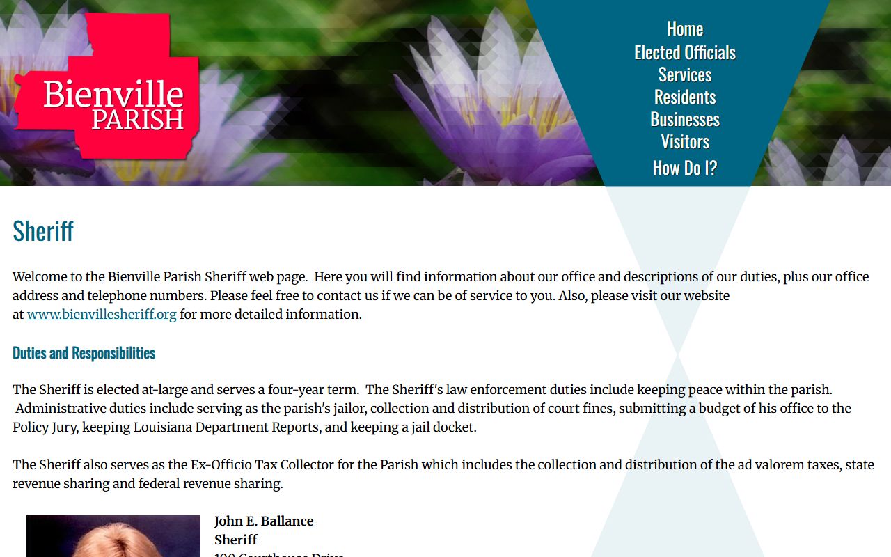 Bienville Parish court records sheriff official profile