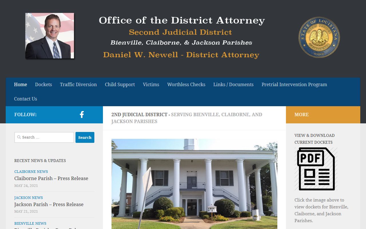 Bienville Parish court records Second Judicial District Attorney website