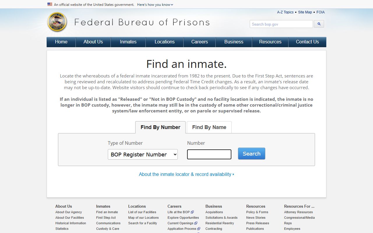 Bienville Parish inmate records Federal Bureau of Prisons locator