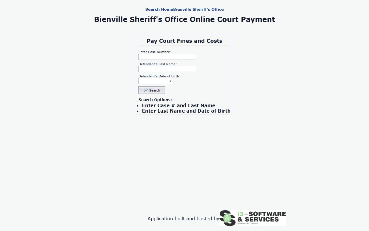 Bienville Parish traffic court records sheriff court cost payment portal