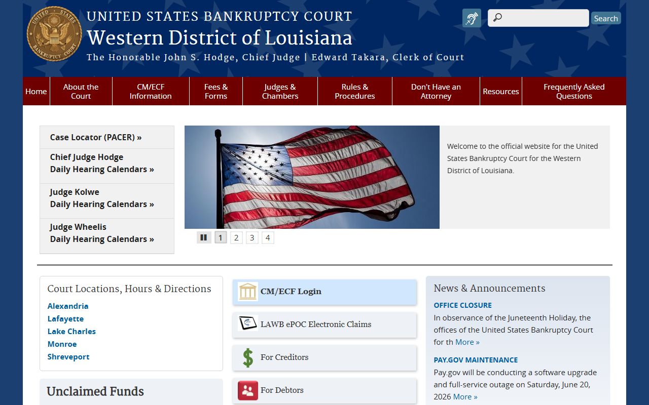 Bienville Parish warrant records Western District bankruptcy court